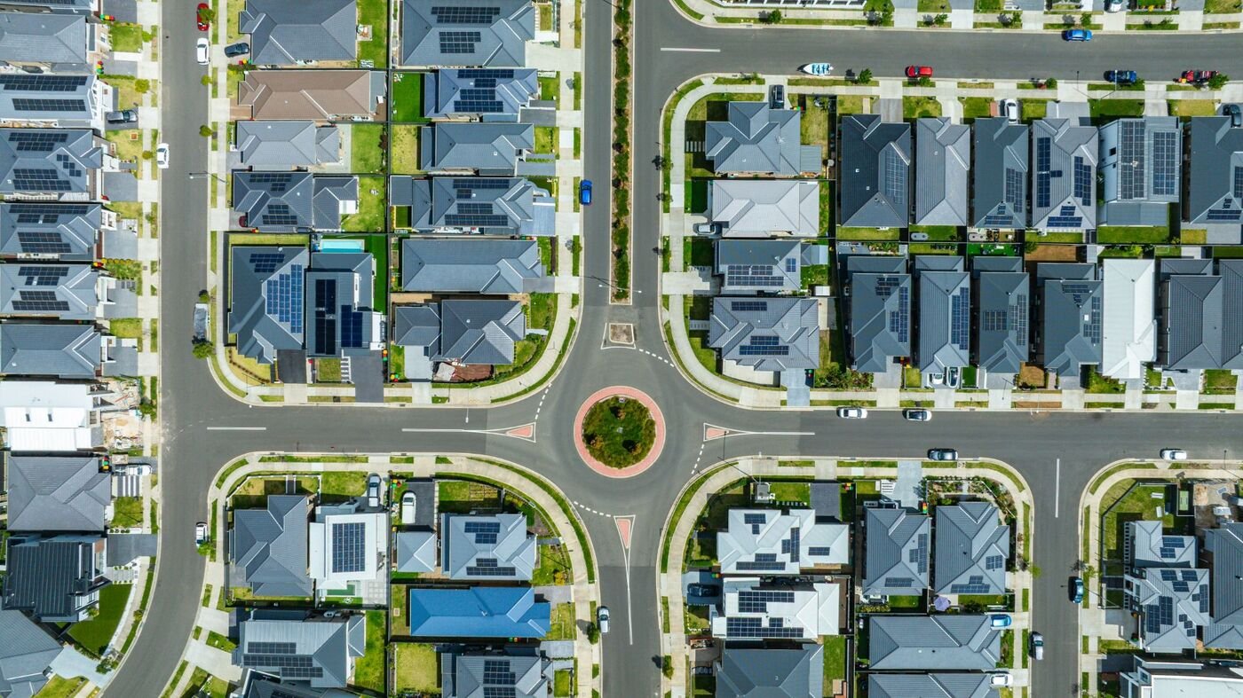 Aerial view of a new Australian residential estate